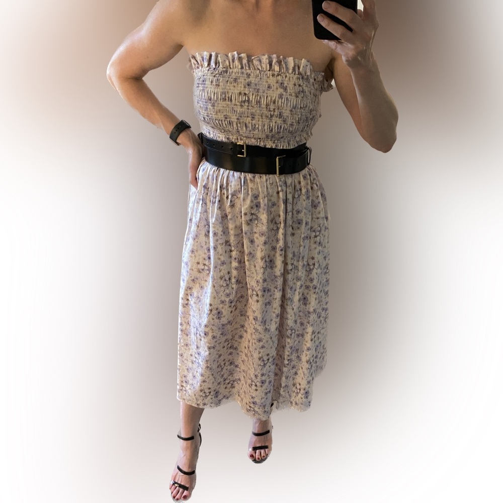 H&M Smocked Strapless Floral Dress, M